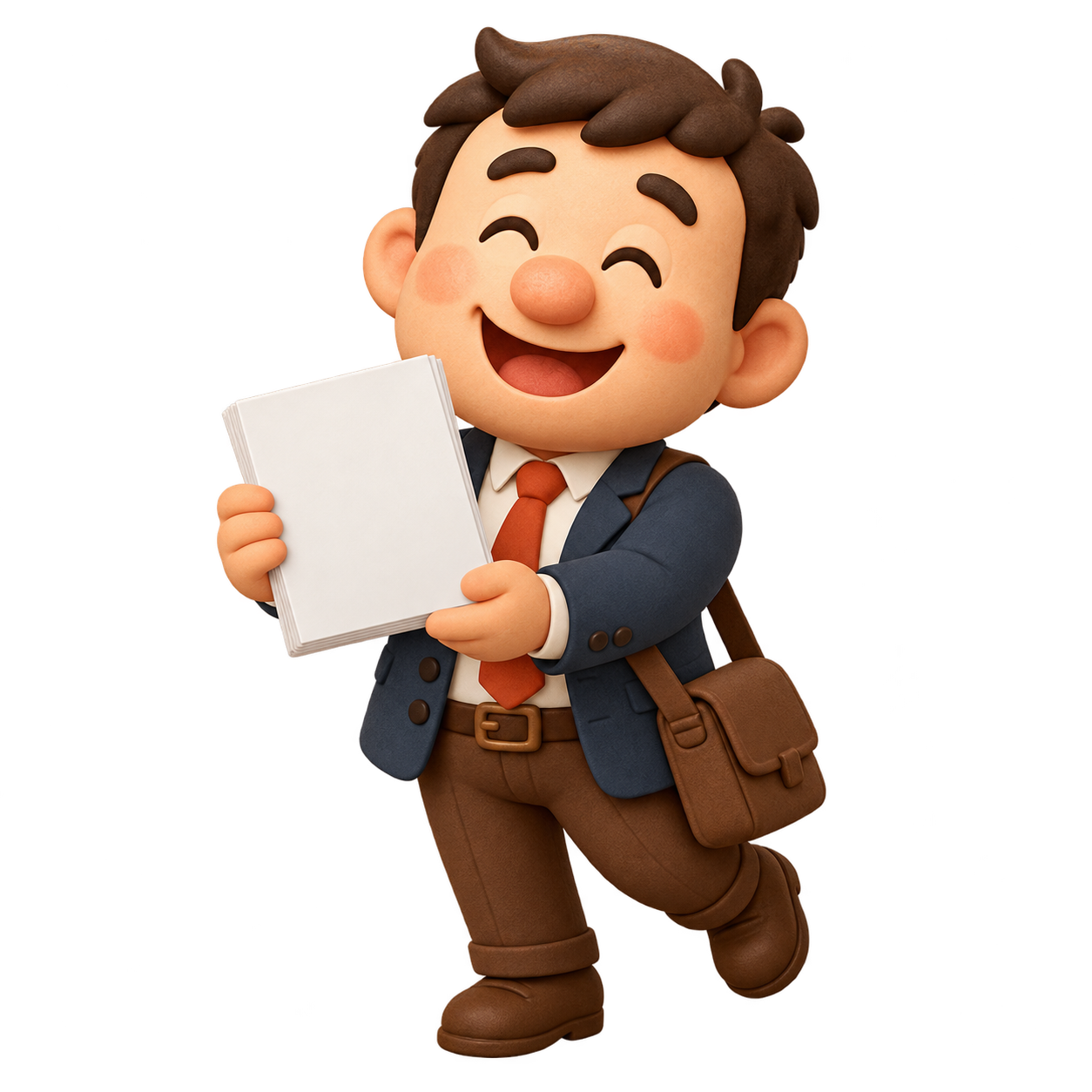 できた報告書を胸に満足そうに立つ大吉くん